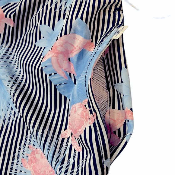 Vintage Summer Swim Shorts Tropical Turtle Print - Picture 10 of 12